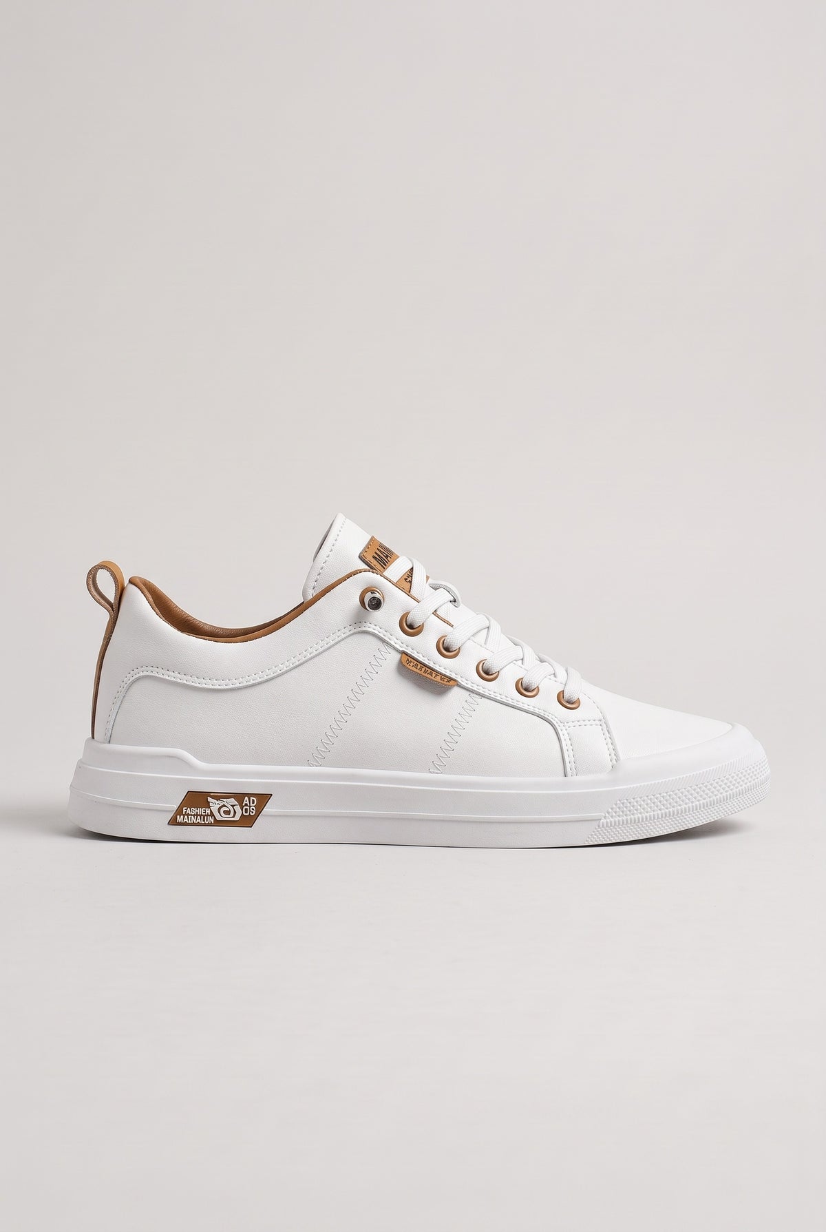 Men's Trainers | Leather-Look Low Top - White