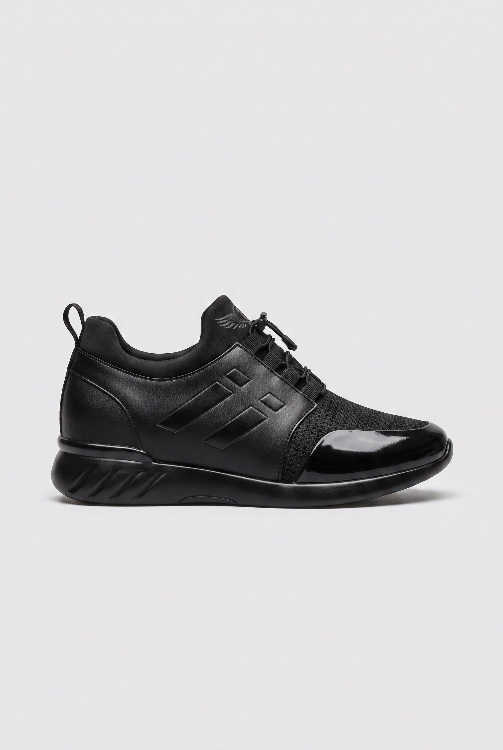 Men's Trainers | Leather-Look Panel Lace Up - Black