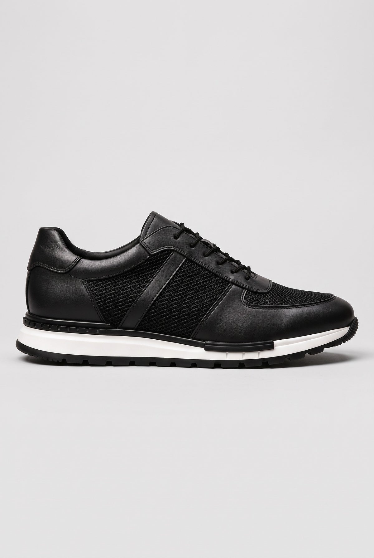 Men's Trainers | Leather-Look Panelled - Black