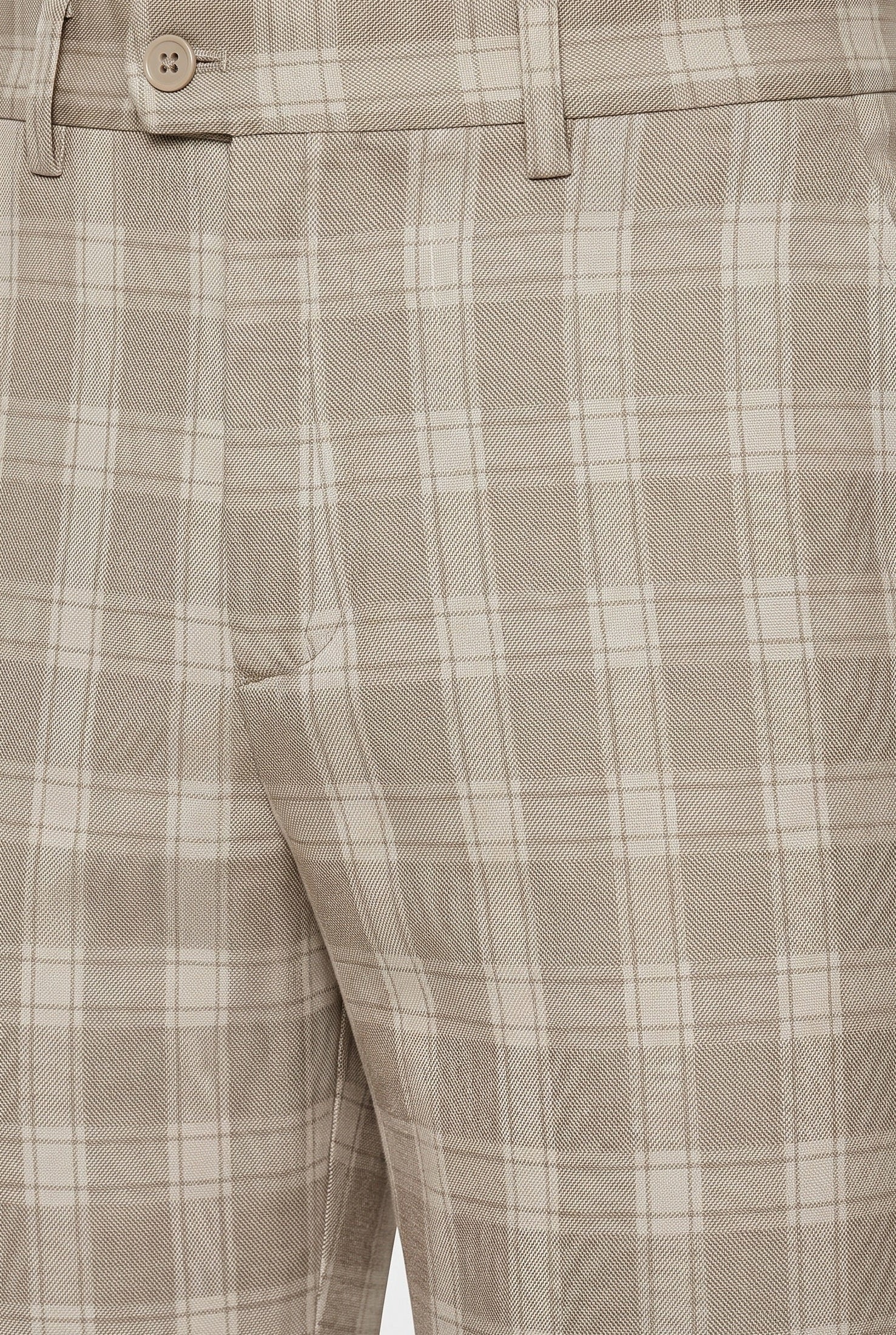 Men's Trousers | Checked Slim Fit Chino - Beige detail