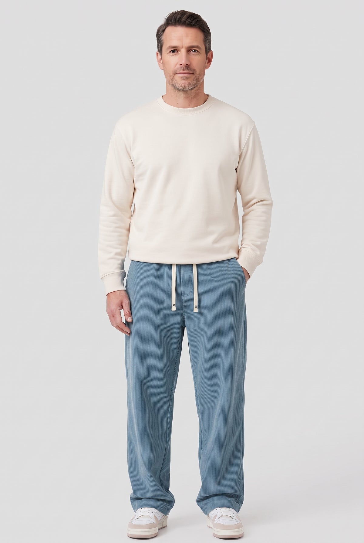 Men's Trousers | Corduroy Drawstring Waist - Light Blue