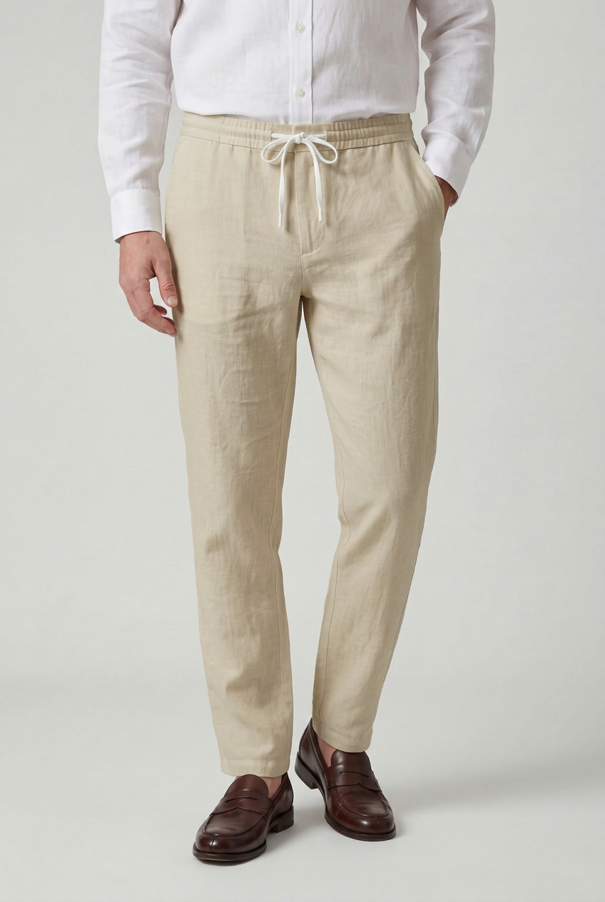 Men’s Trousers | Linen Look with Drawstring Waist - 4