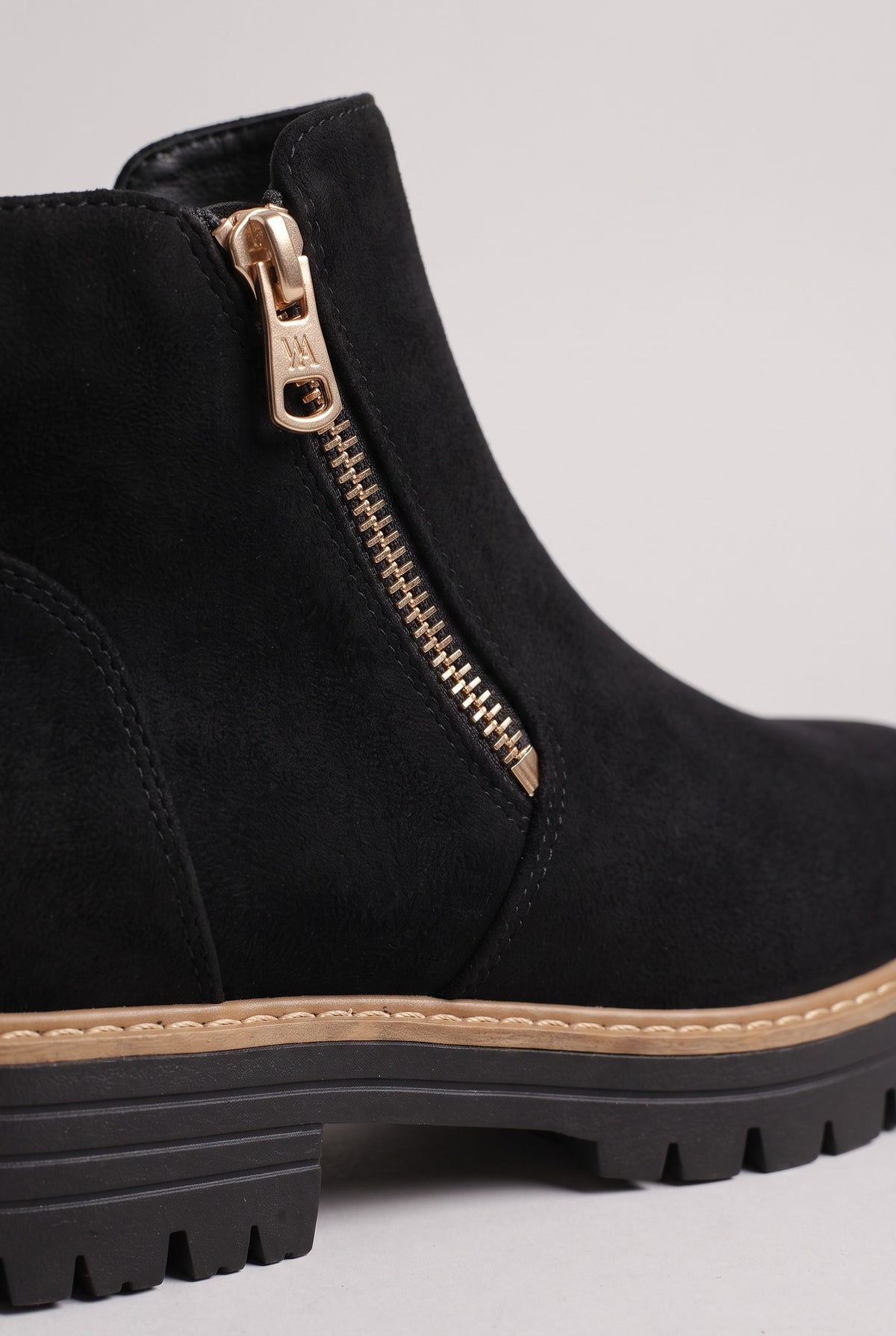 Women’s Ankle Boots | Suede-Look Side-Zip - Black detail