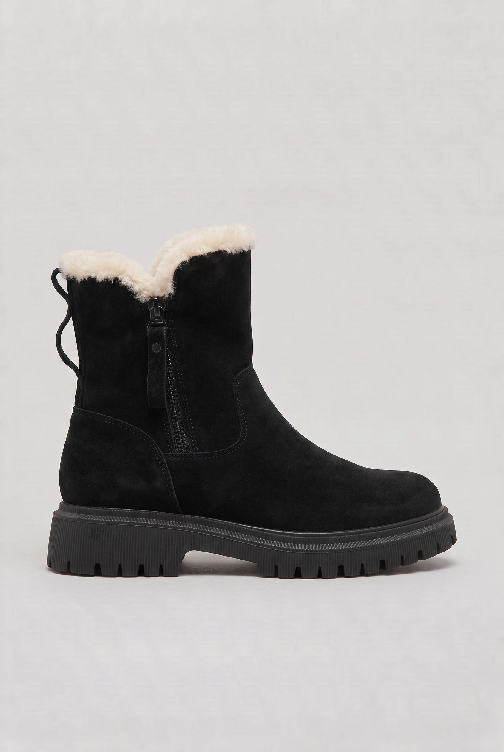 Women's Ankle Boots | Side Zip Chunky Sole - Black