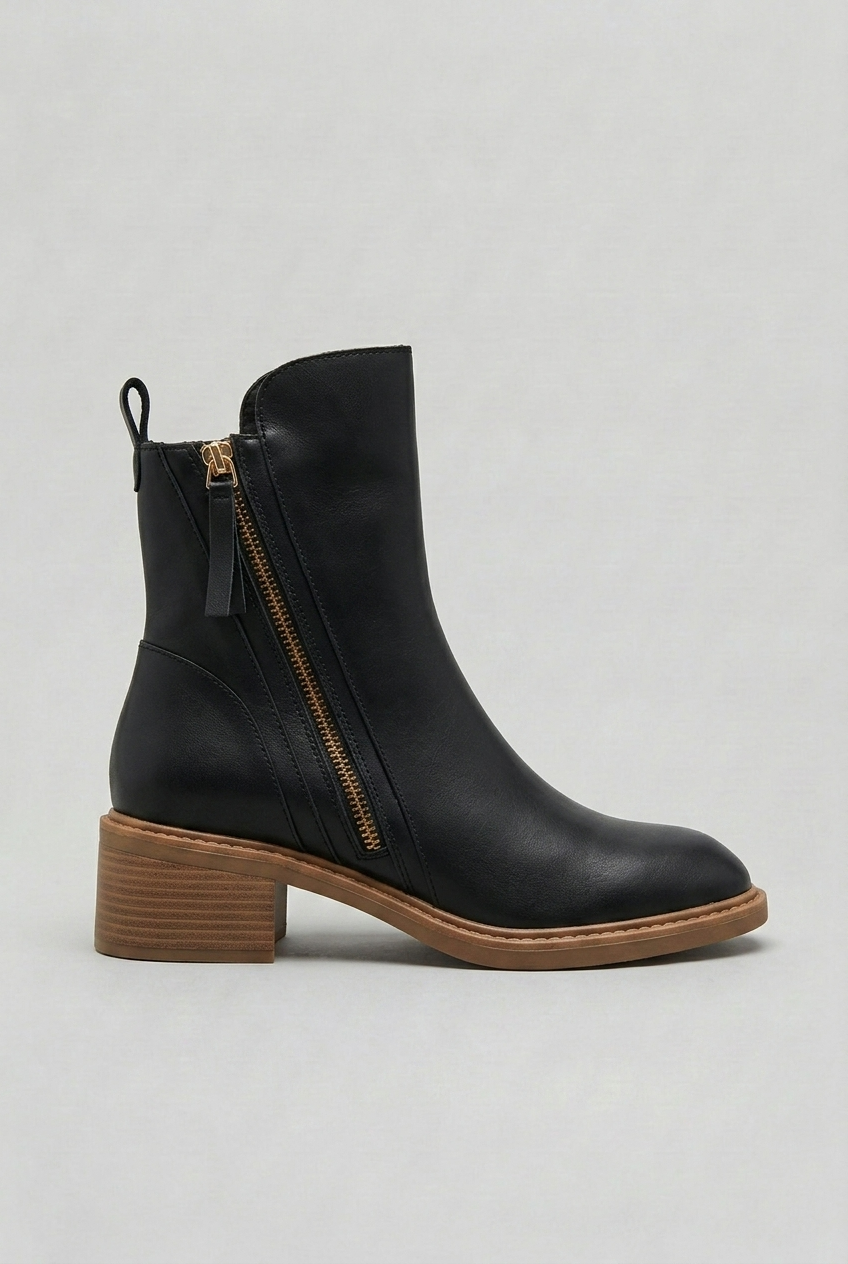 Women's Ankle Boots with Block Heel and Side Zipper | Stylish - 10