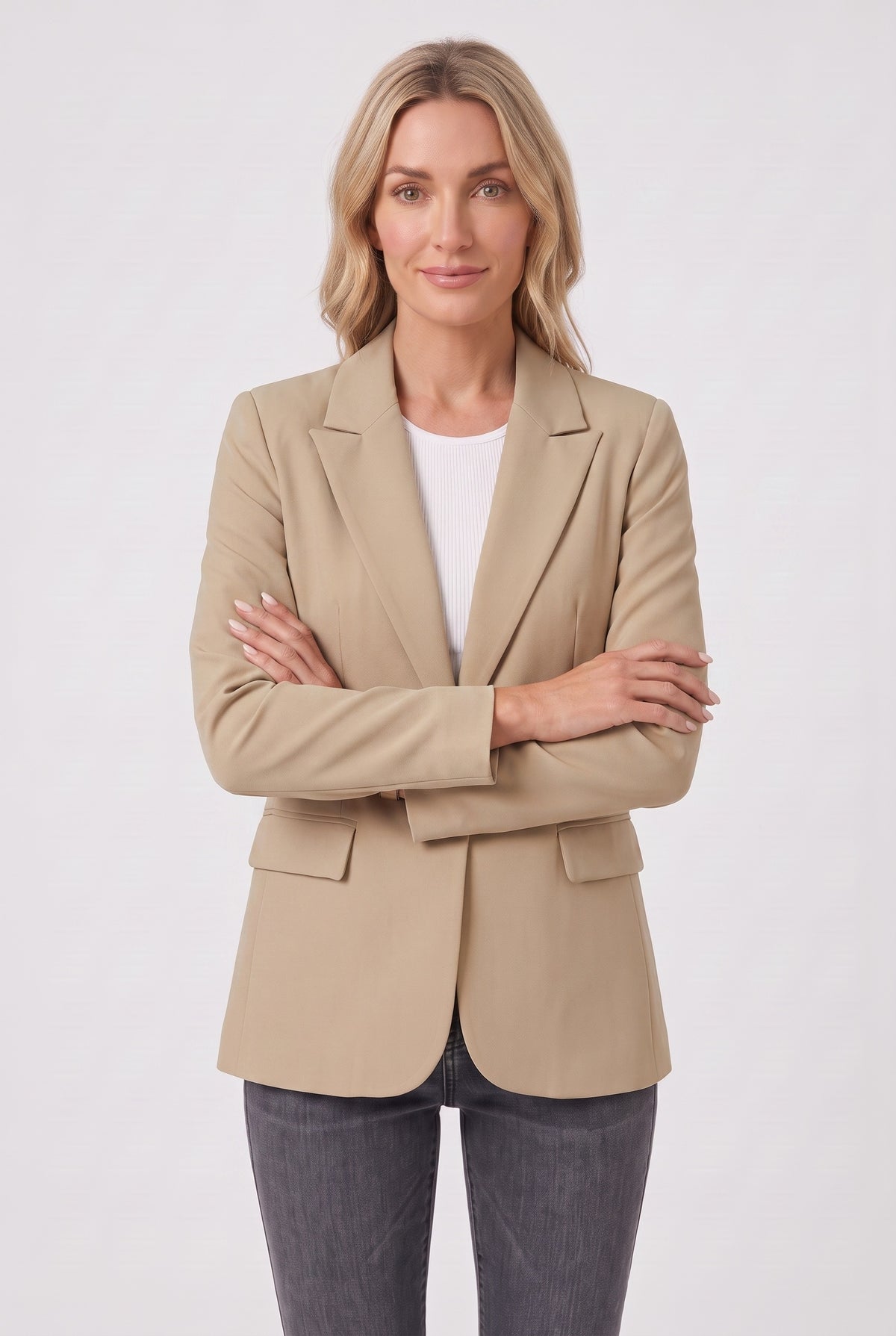 Women's Blazer | Single-Breasted with Flap Pockets - Beige