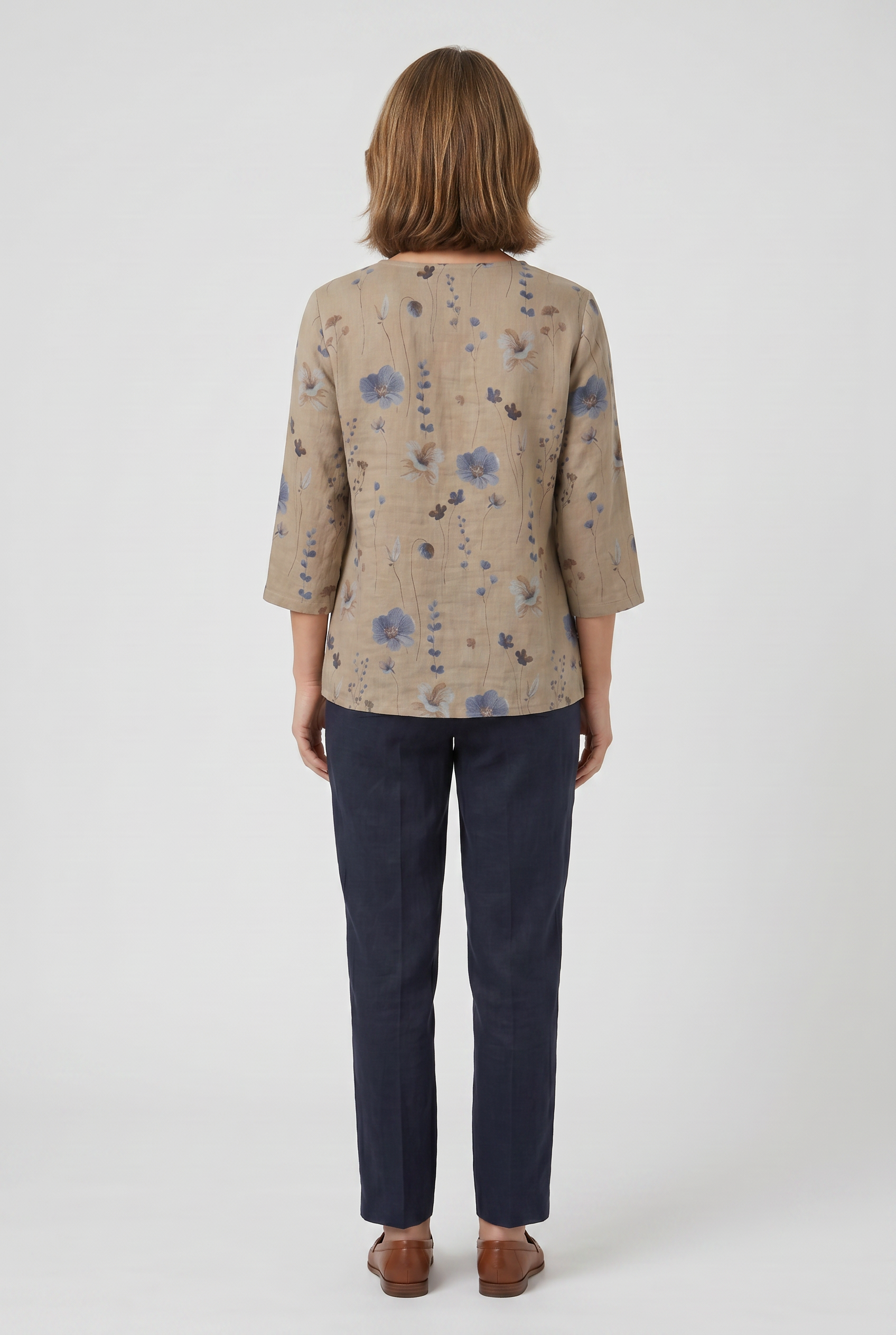 Women's Blouse | Printed Button Down 3/4 Sleeves-2
