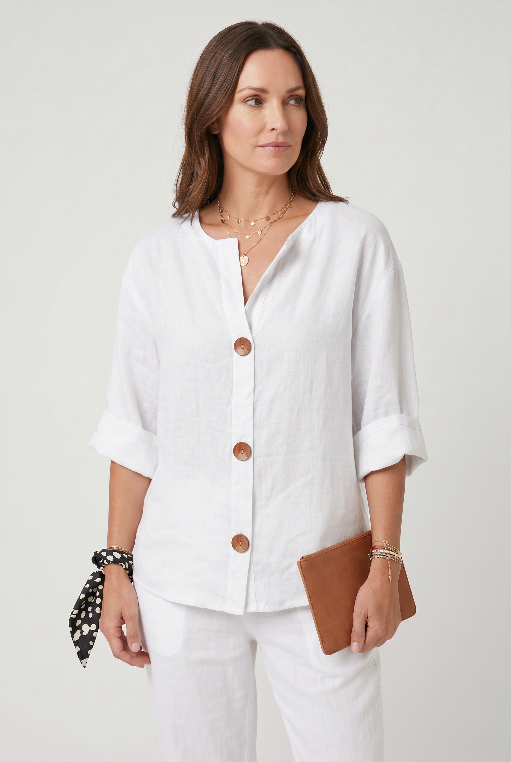 Women's Blouse | Summer Split Neck 3/4 Sleeves-7