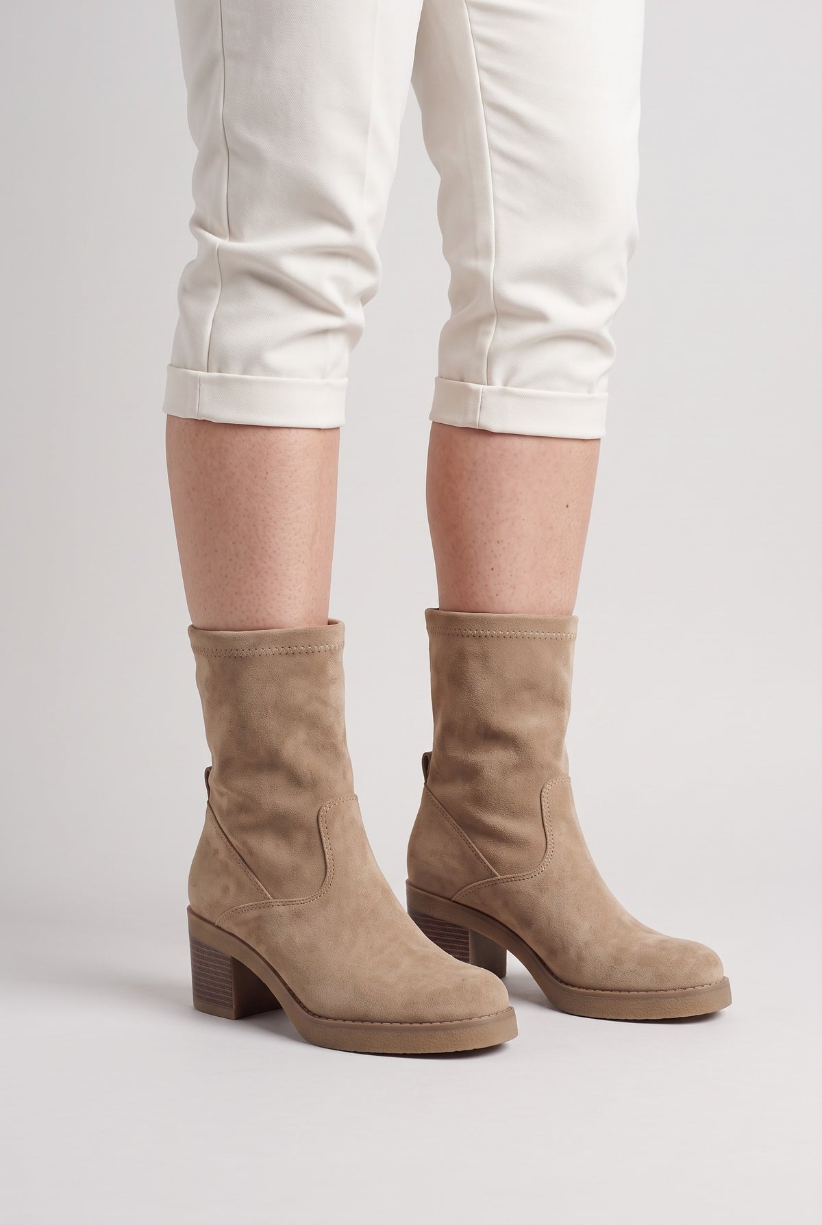 Women's Boots | Suede-Look Block Heel worn