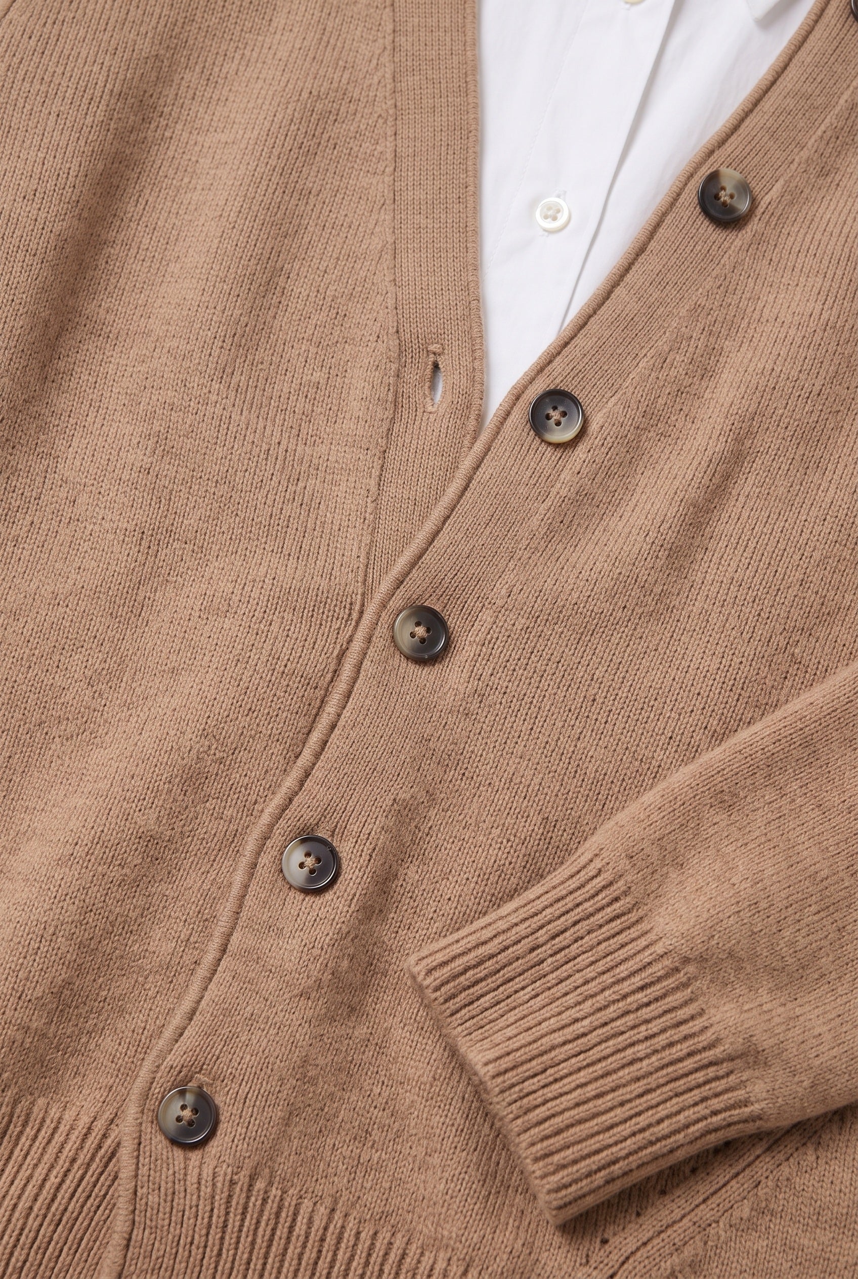Women's Cardigan | Button-Front Drop Shoulder - Brown Detail