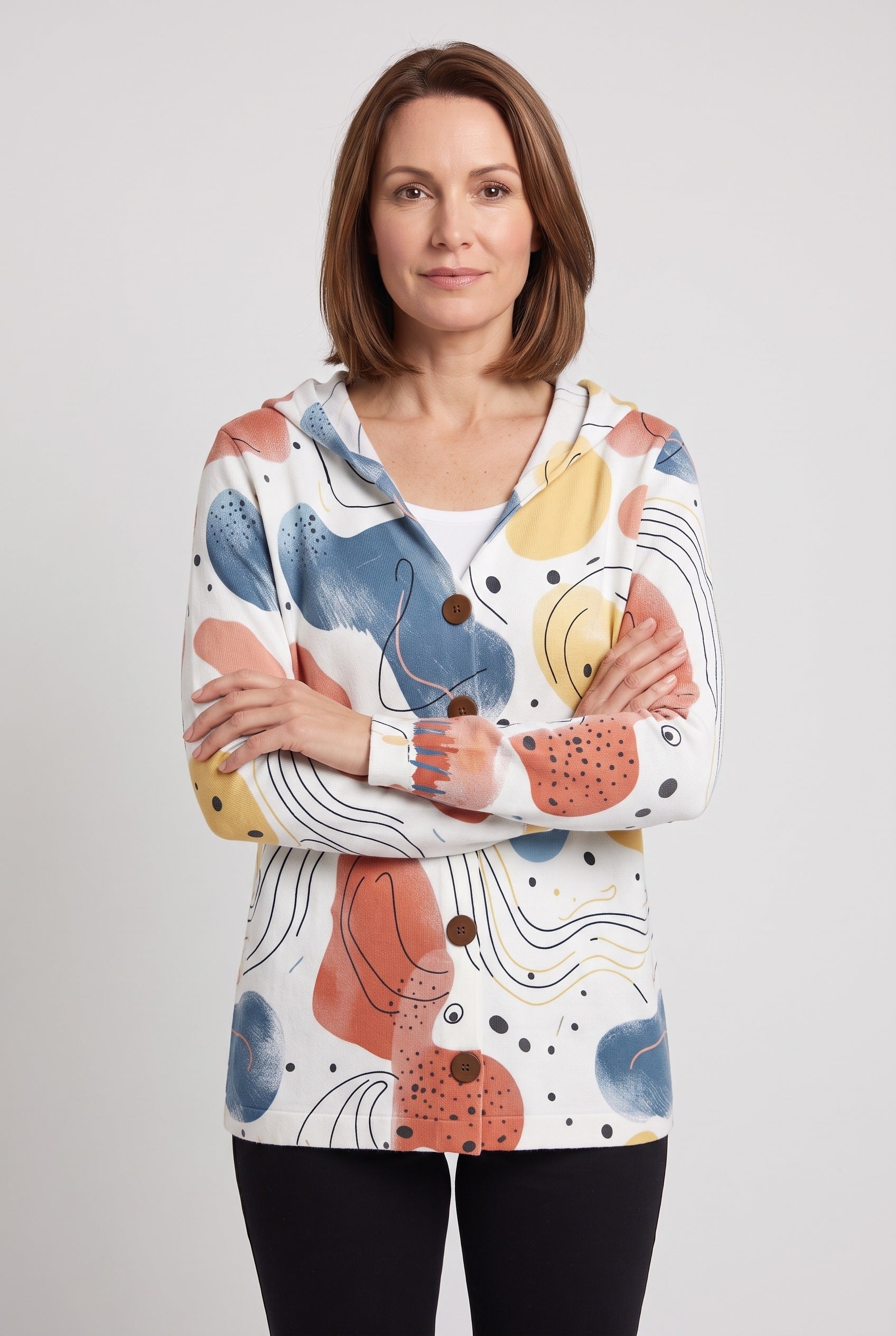 Women's Cardigan | Hooded Button-Front Longline - 5