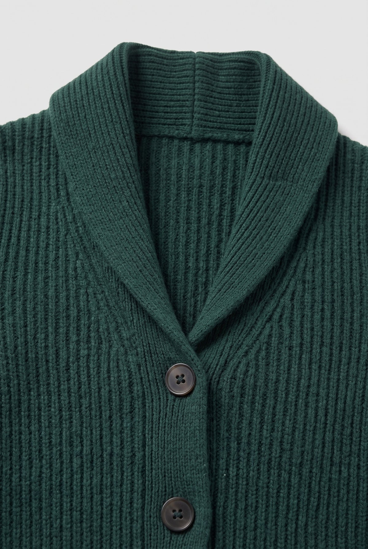 Women's Cardigan | Lapel Collar Button Front - Dark green detail