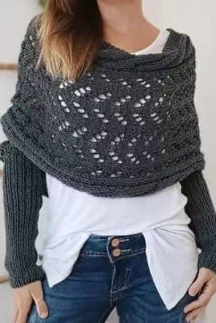Women's Cardigan | Sleeved Knit Wrap - 14