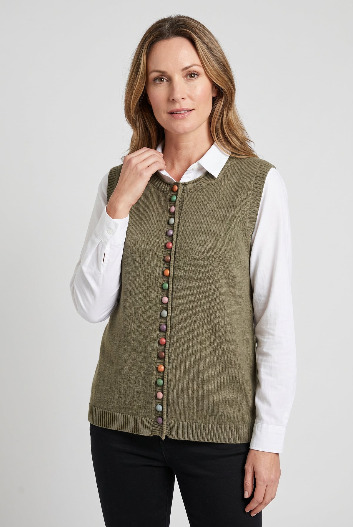 Women's Cardigan | Sleeveless Button Front - 9