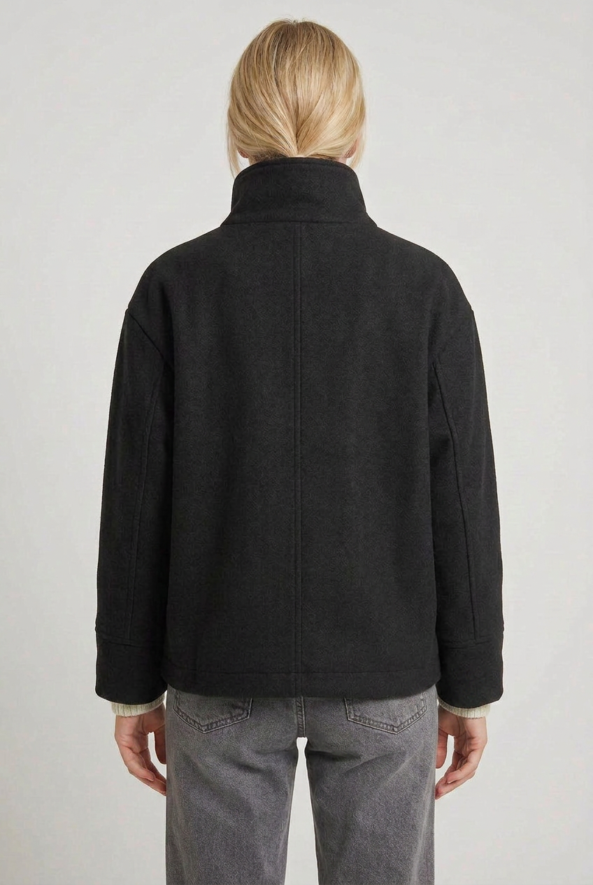 Women’s Coat | High Neck with Button Front - 2