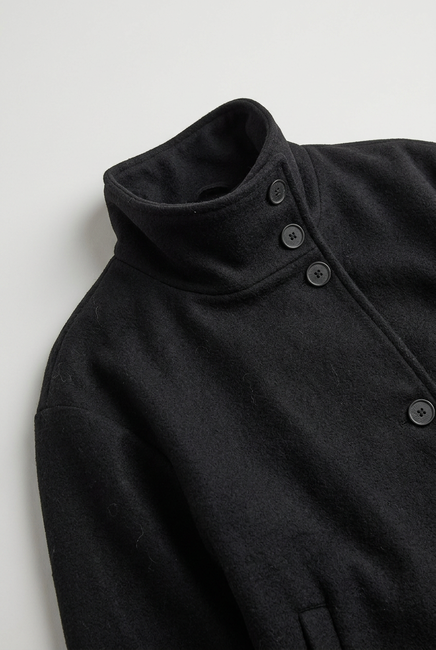 Women’s Coat | High Neck with Button Front - 3