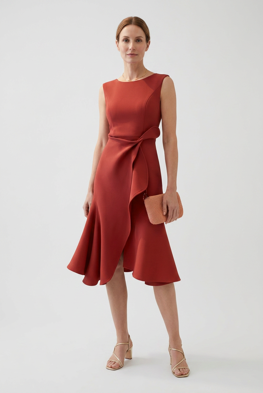 Women's Draped Asymmetric Prom Dress | Midi - 1