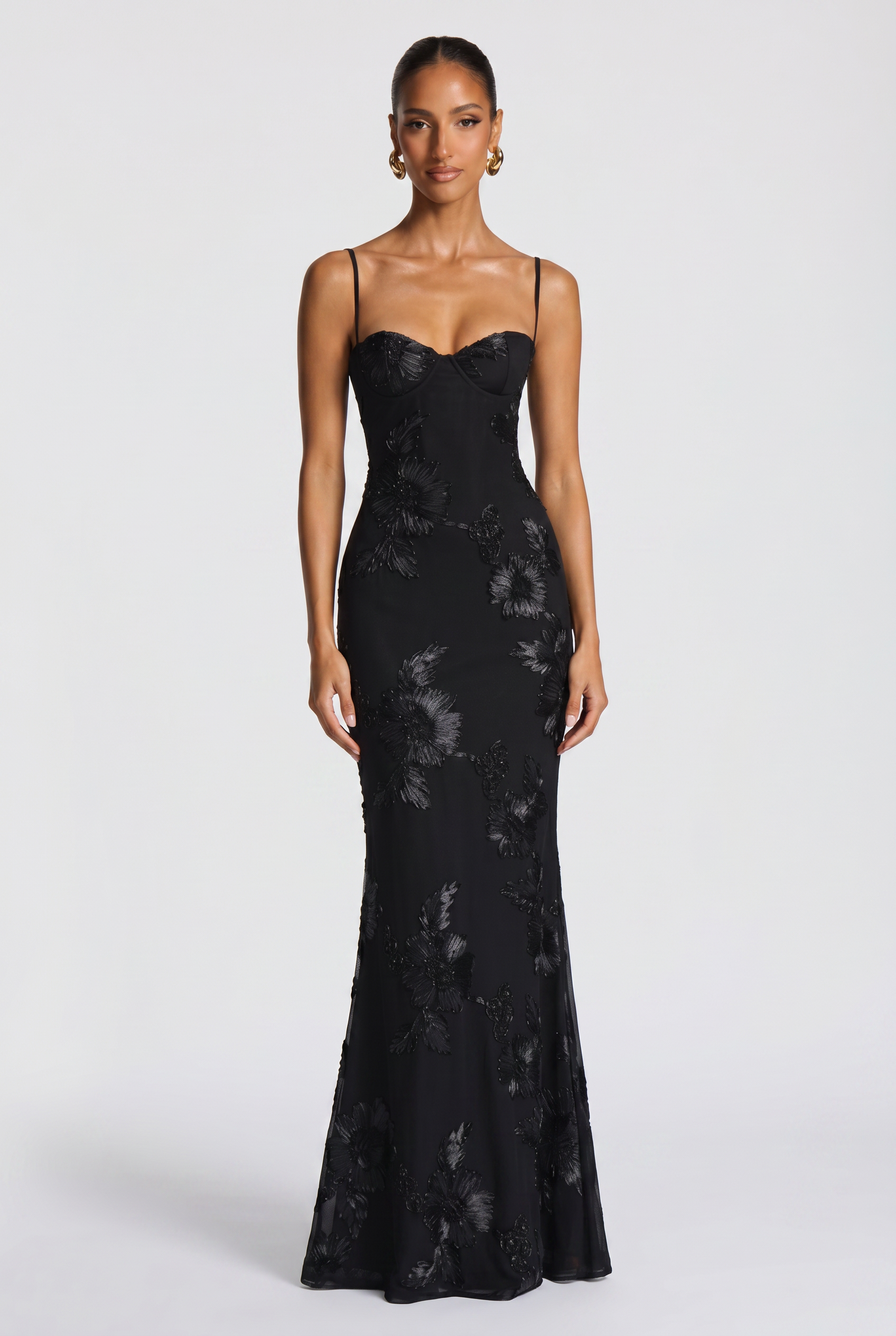Women's Dress | Wedding Guest Fitted Embroidered Maxi-1