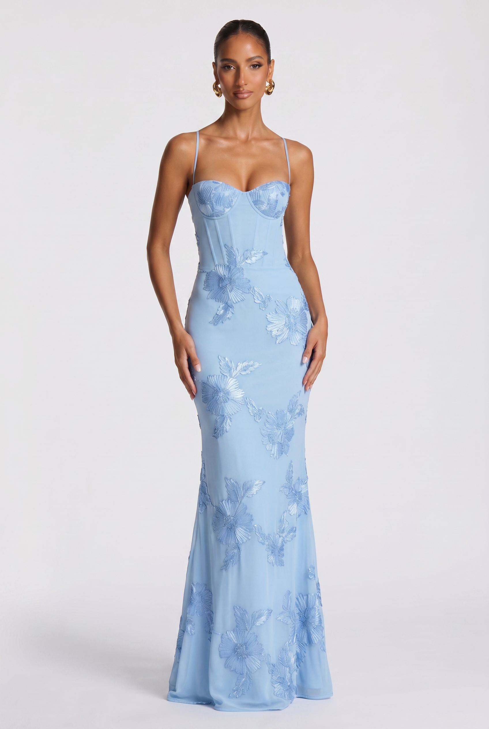 Women's Dress | Wedding Guest Fitted Embroidered Maxi-8