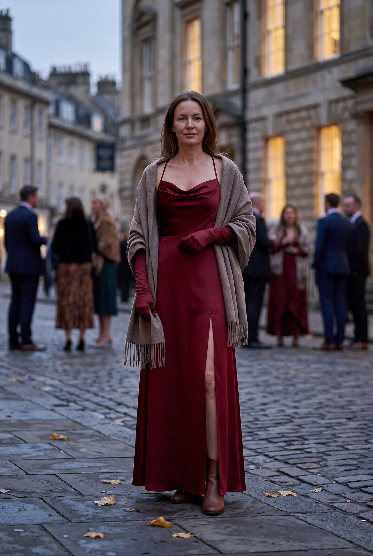 Women's Evening Dress | Satin Cowl-Neck Maxi - Lifestyle
