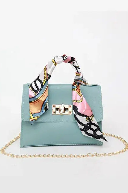 Women’s Handbag | Leather-Look with Scarf-Wrapped Handle - 3