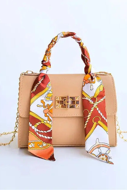 Women’s Handbag | Leather-Look with Scarf-Wrapped Handle - 4