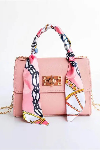 Women’s Handbag | Leather-Look with Scarf-Wrapped Handle - 6