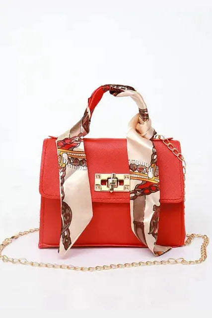 Women’s Handbag | Leather-Look with Scarf-Wrapped Handle - 7