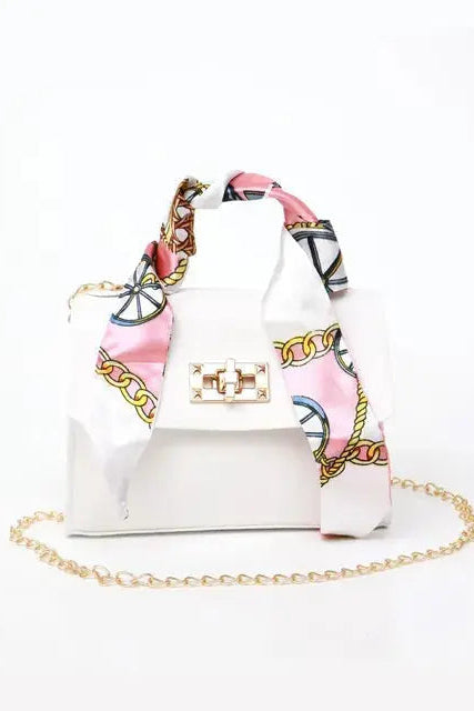 Women’s Handbag | Leather-Look with Scarf-Wrapped Handle - 8