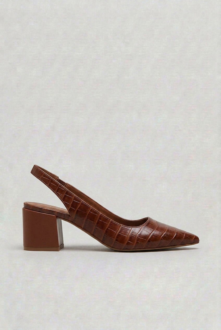 Women’s Heels | Pointed-Toe Slingbacks with Croc-Effect - 1