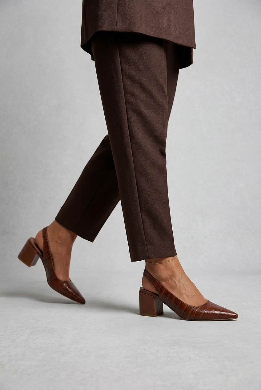 Women’s Heels | Pointed-Toe Slingbacks with Croc-Effect - 2