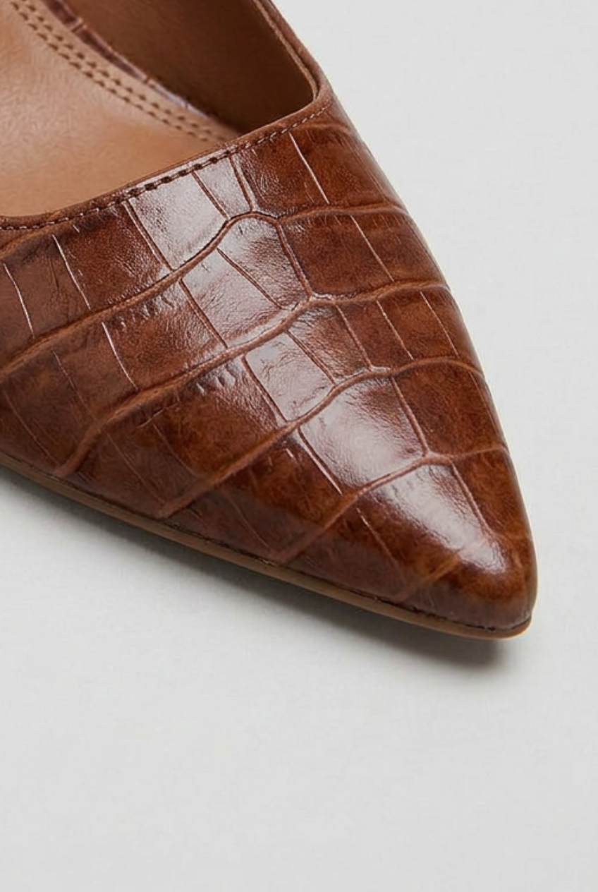 Women’s Heels | Pointed-Toe Slingbacks with Croc-Effect - 3