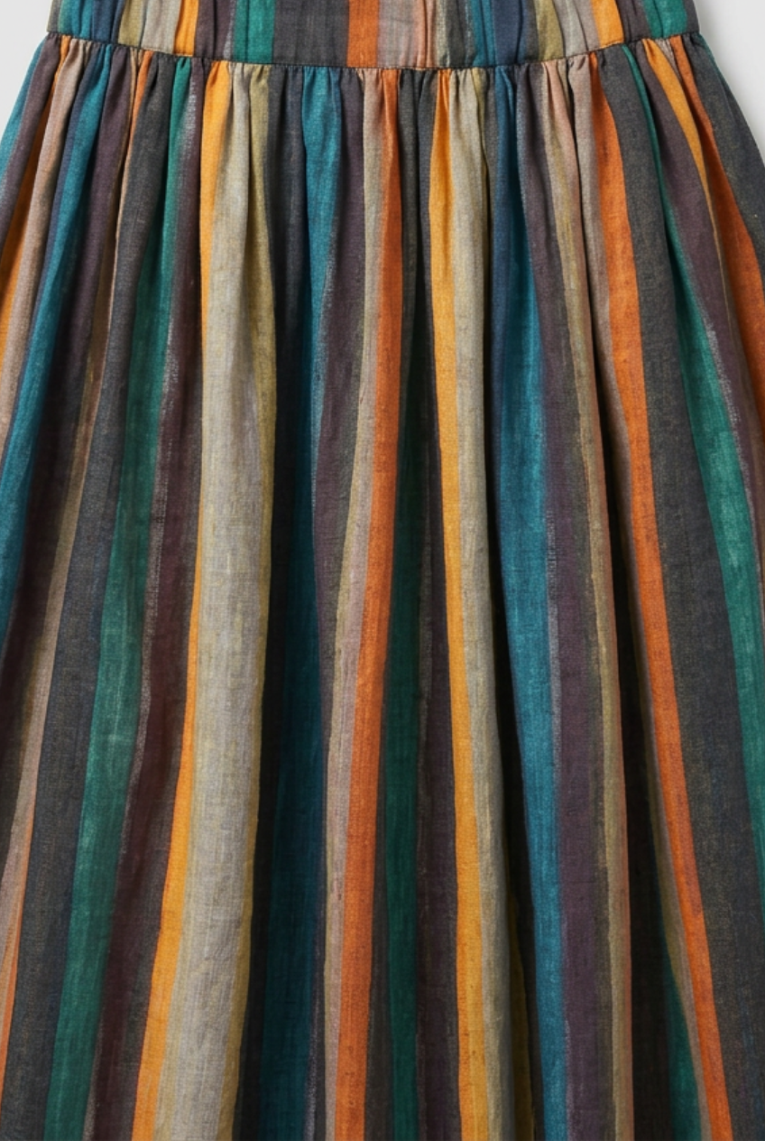 Women's High Waist A Line Stripe Skirt | Flared-3