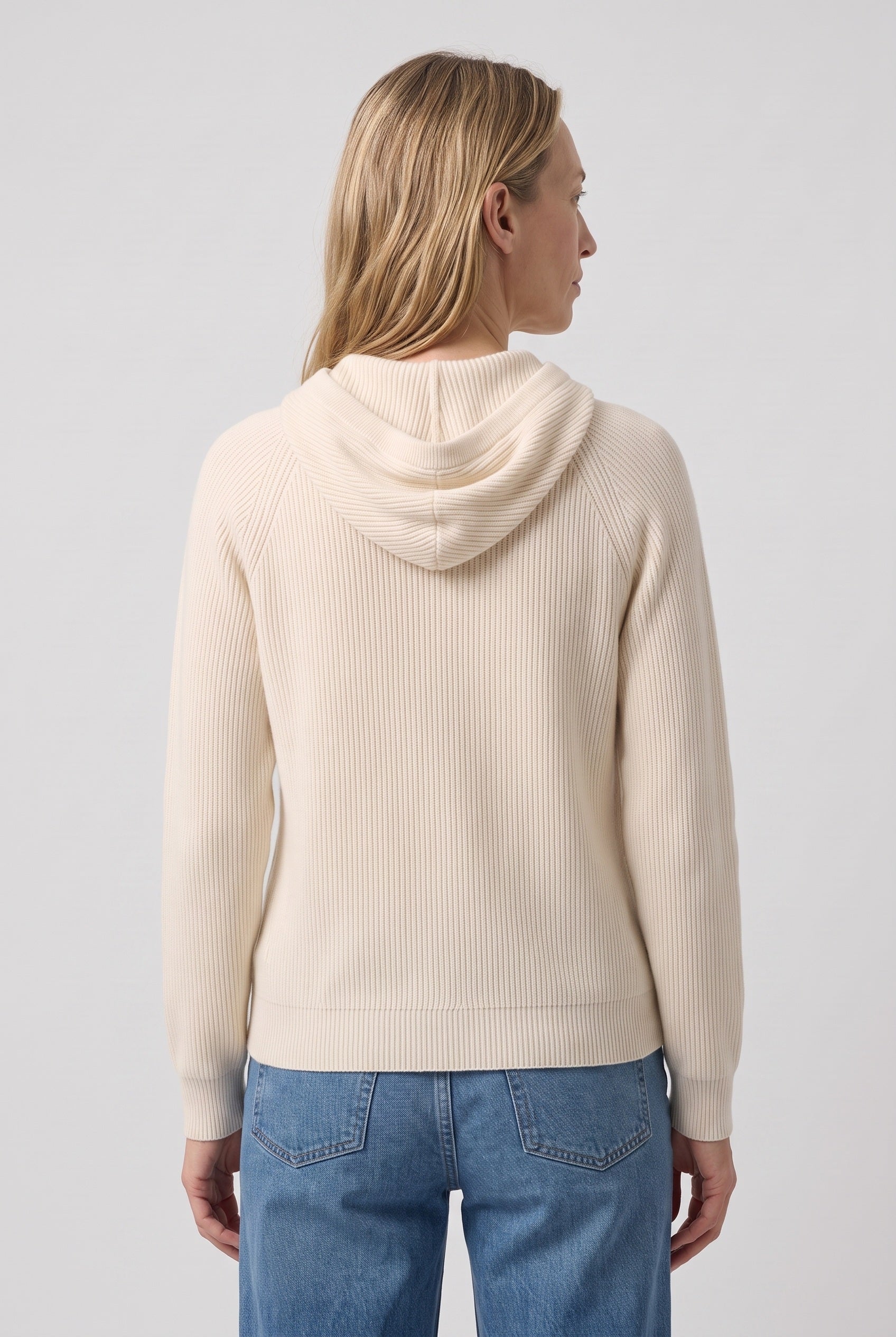 Women's Hoodie | Relaxed Ribbed Pullover - White back