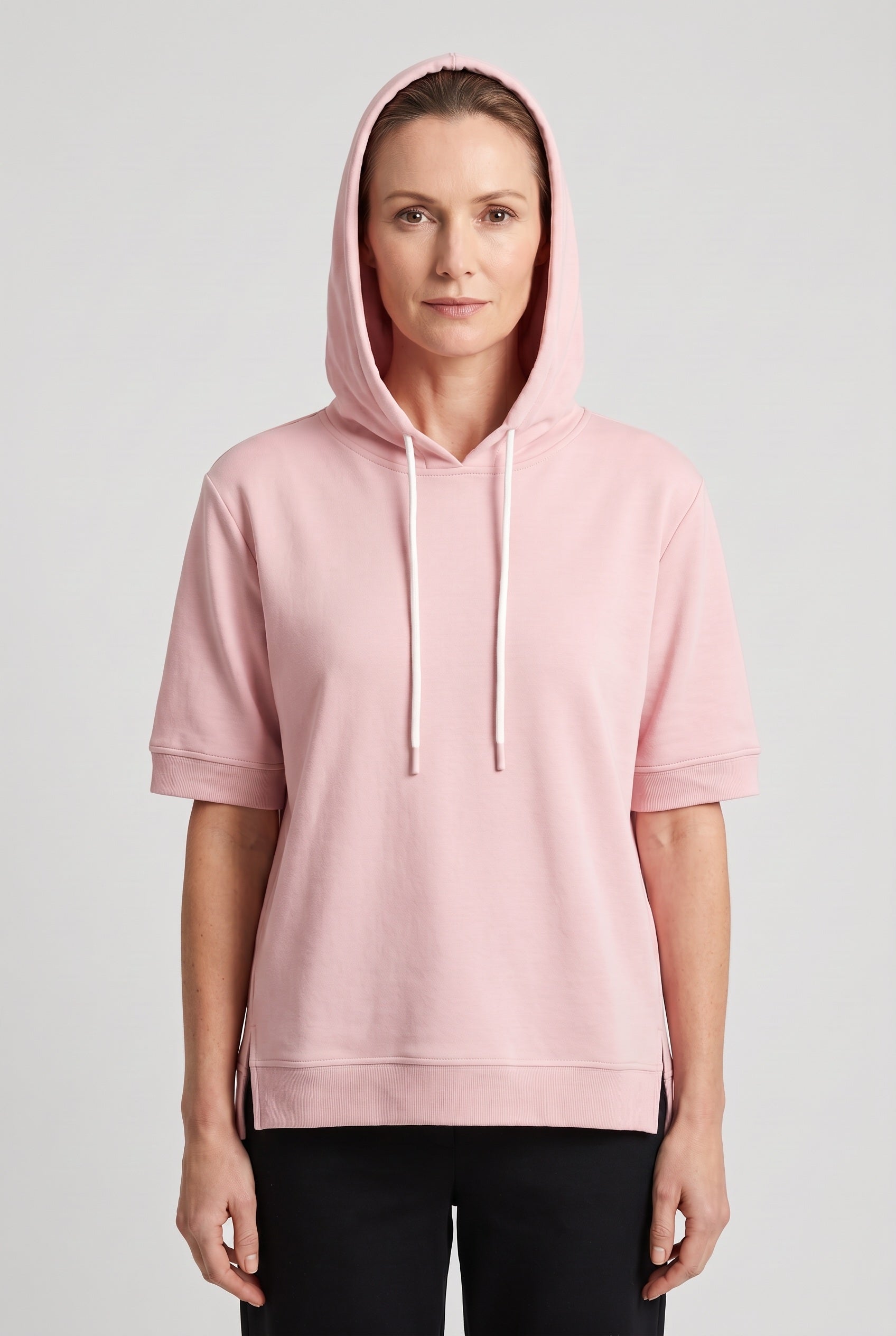 Women's Hoodie | Short Sleeve Boxy Fit - Pink