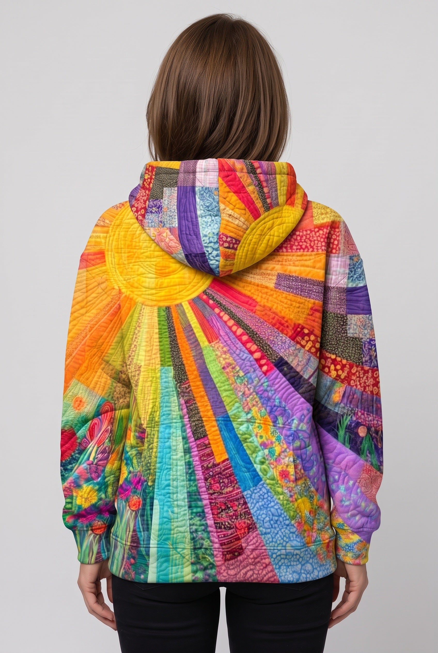 Women's Hoodie | Sunburst Patchwork Relaxed Fit - 2