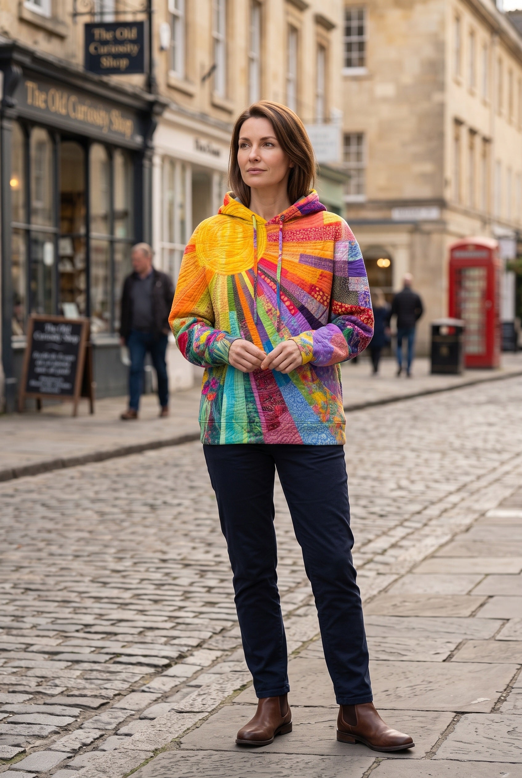 Women's Hoodie | Sunburst Patchwork Relaxed Fit - 4