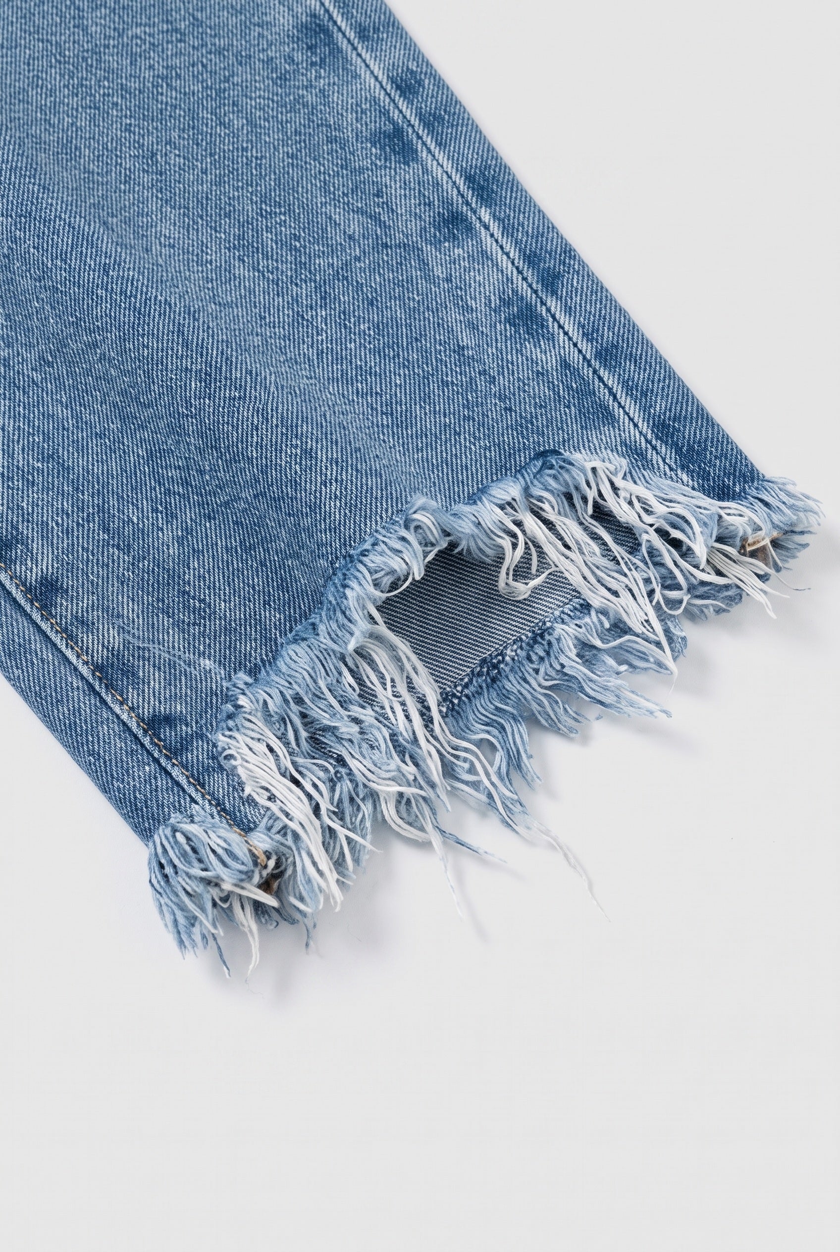 Women's Jeans | Straight Leg Cropped Fringed - 4