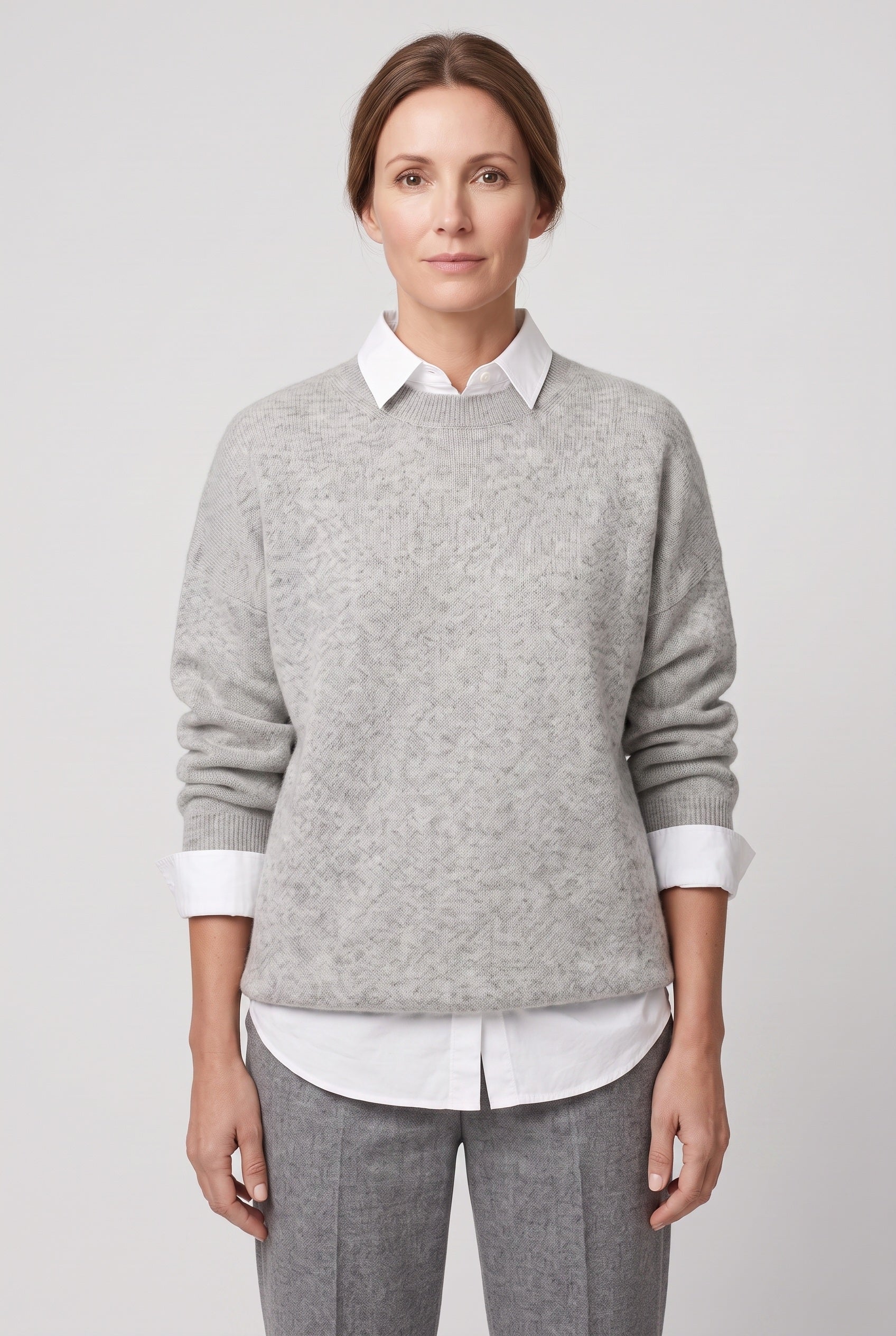 Women's Jumper | Dropped Shoulder with Ribbed Trims - Grey