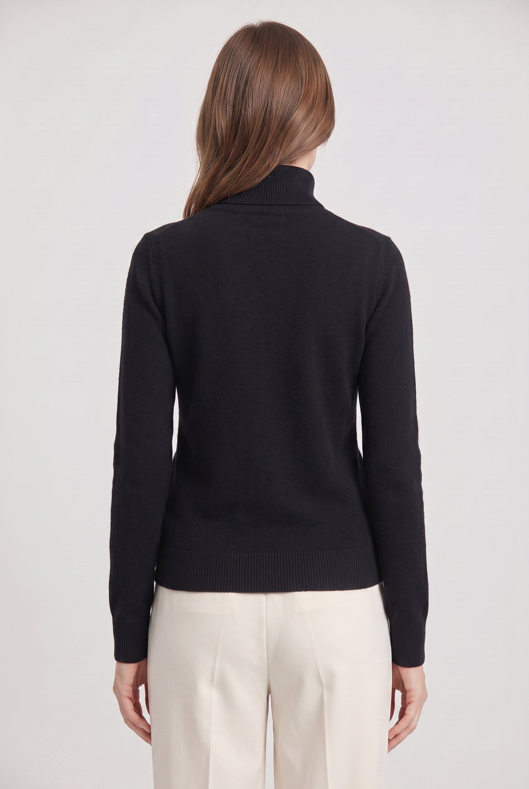Women's Jumper | Roll Neck with Ribbed Trims - Black back
