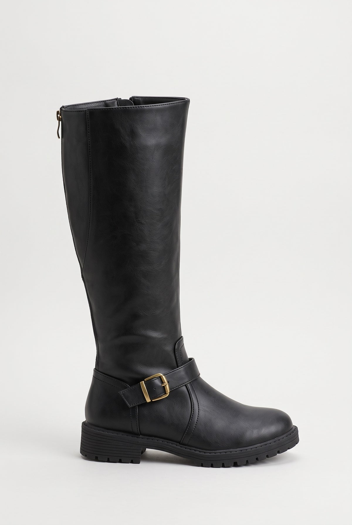 Women's Knee High Boots | Buckle Riding - Black