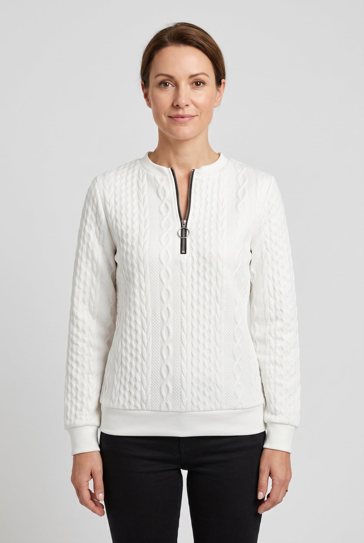 Women's Knitted Jumper | Half-Zip Ring Pull - 21
