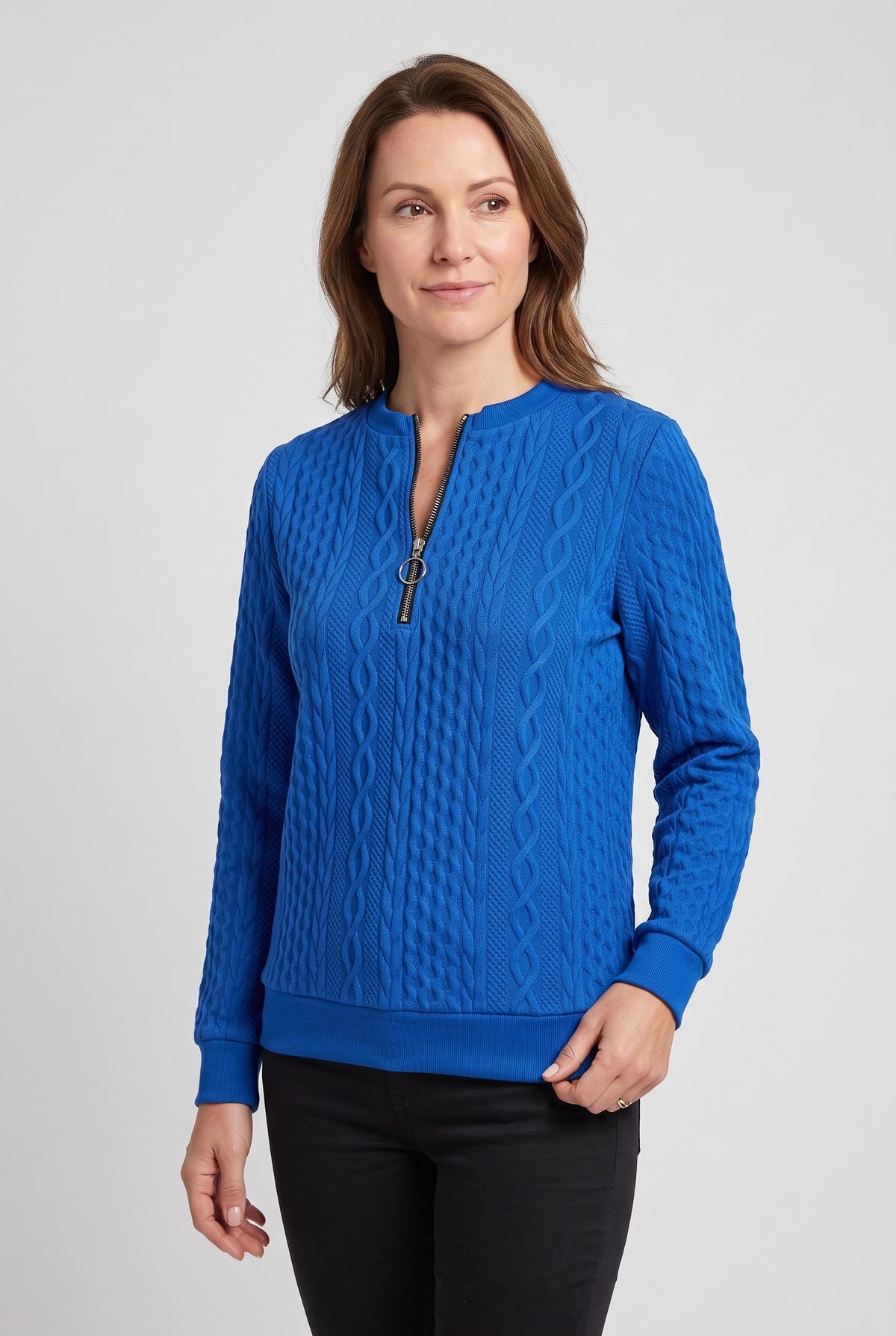Women's Knitted Jumper | Half-Zip Ring Pull - 28