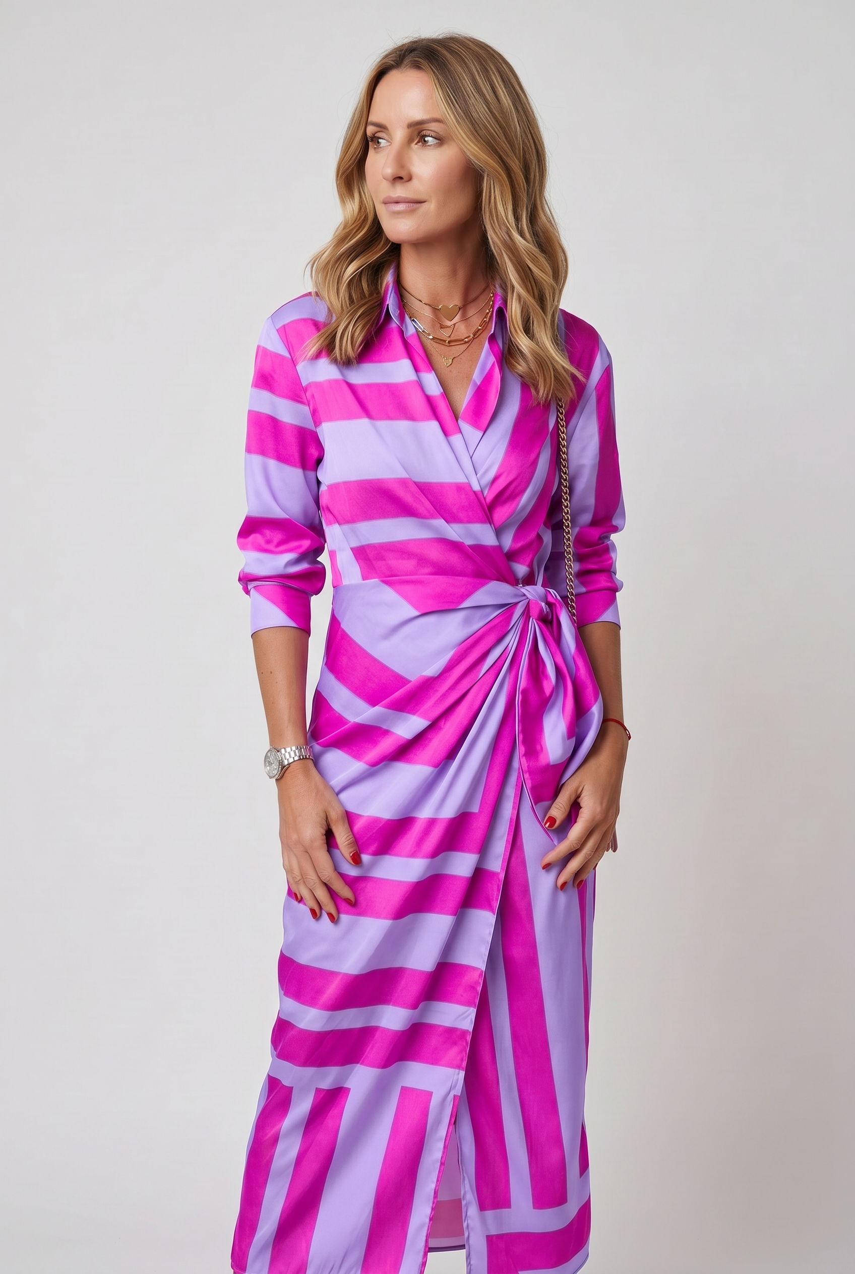 Women's Maxi Dress | Summer Printed Waist Crinching Shirt-8