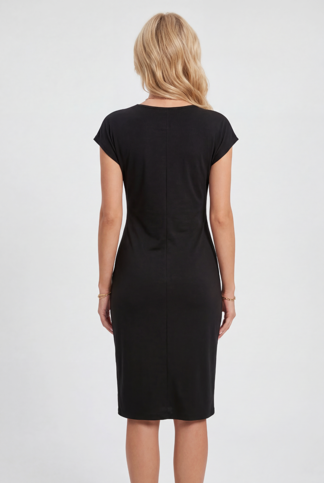 Women’s Midi Dress | Ruched Waist with Cap Sleeves - 2