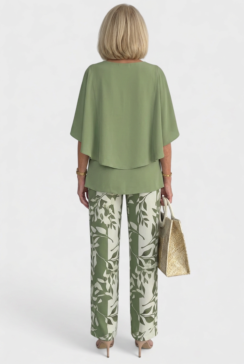 Women’s Printed Co Ord Set | Layered Top - 2