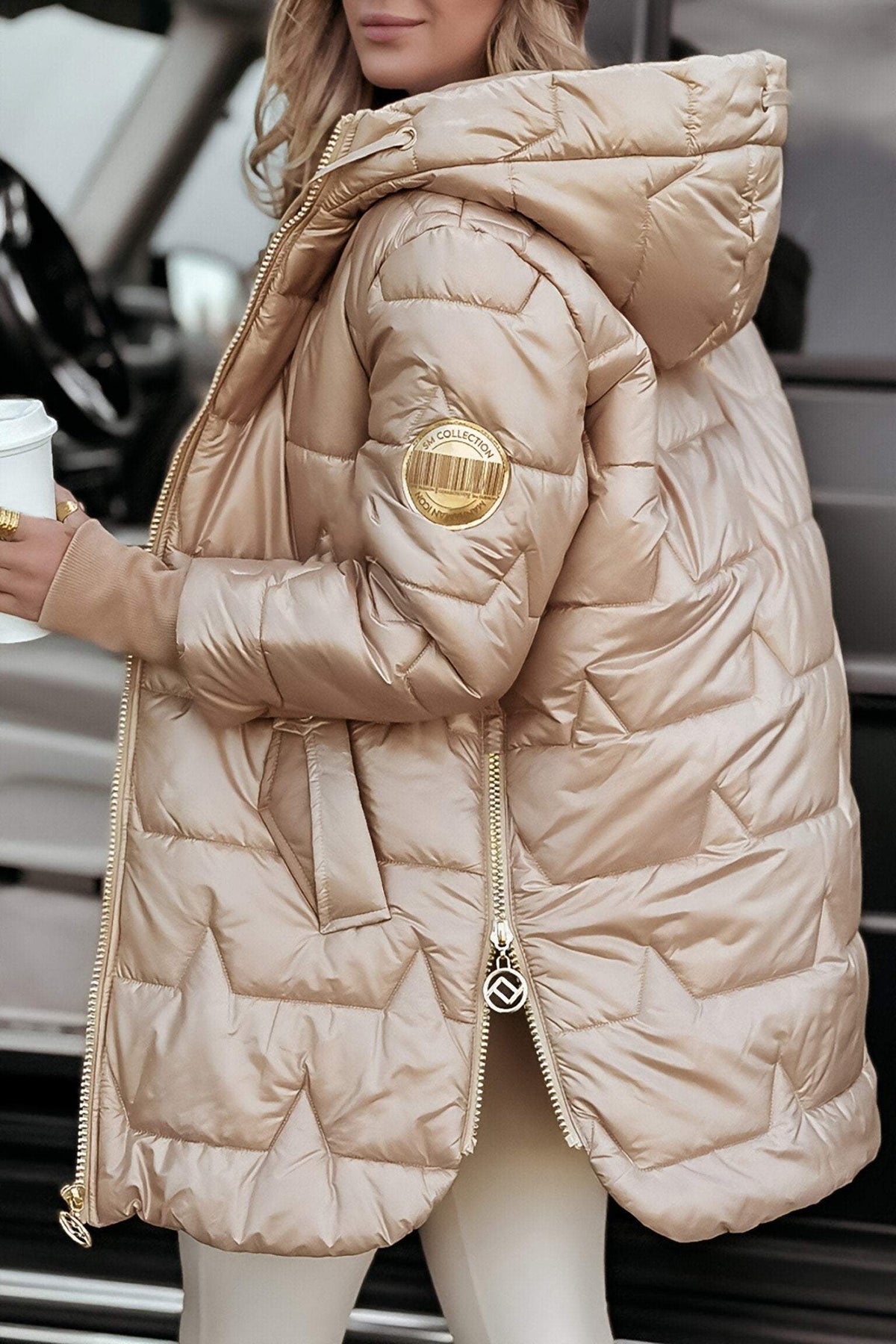 Women's Puffer Coat | Hooded Longline - 12
