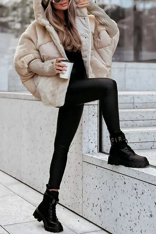 Women's Puffer Jacket | Faux Fur Hooded - 3