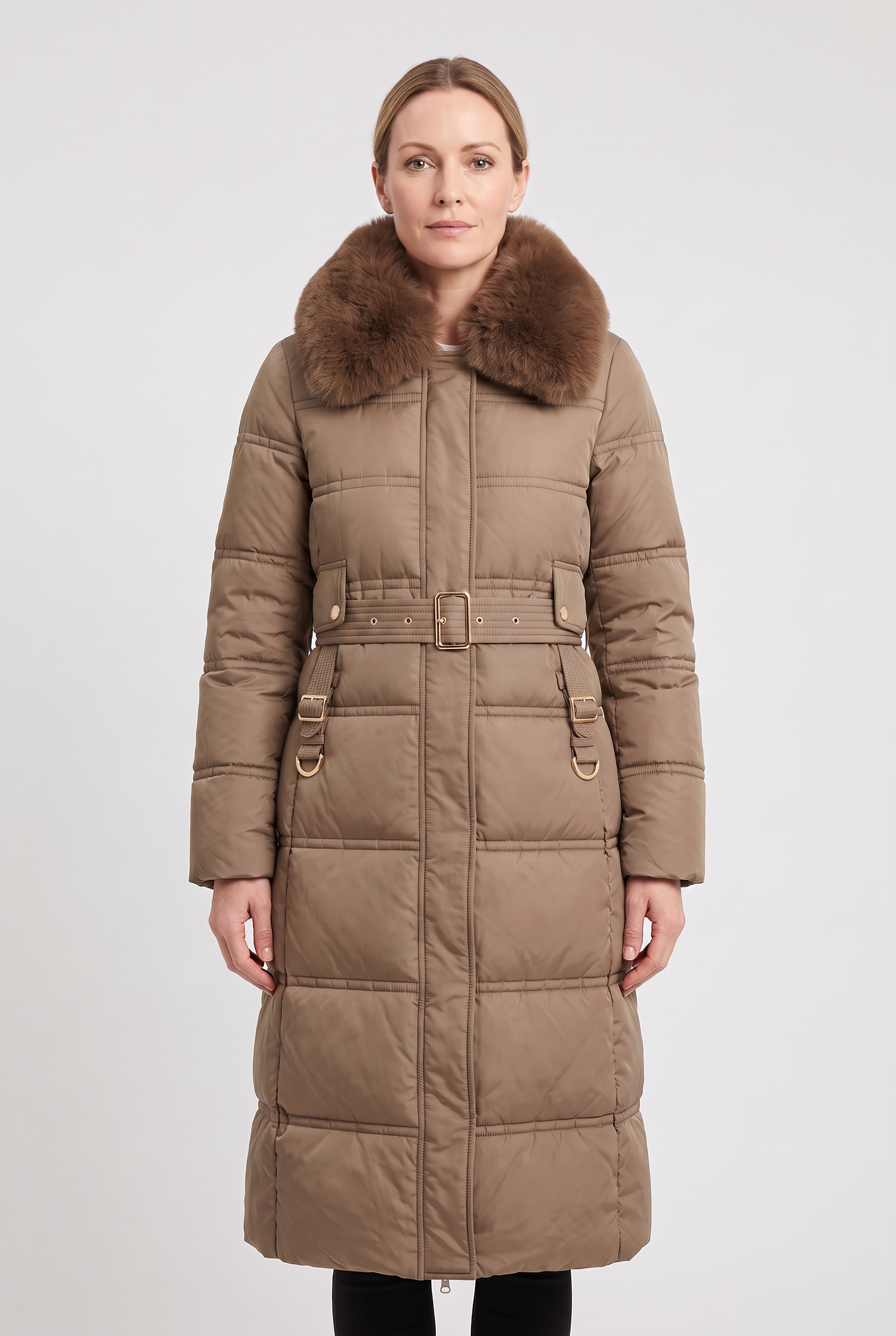 Women's Puffer Jacket | Hooded Contrast Collar - 1