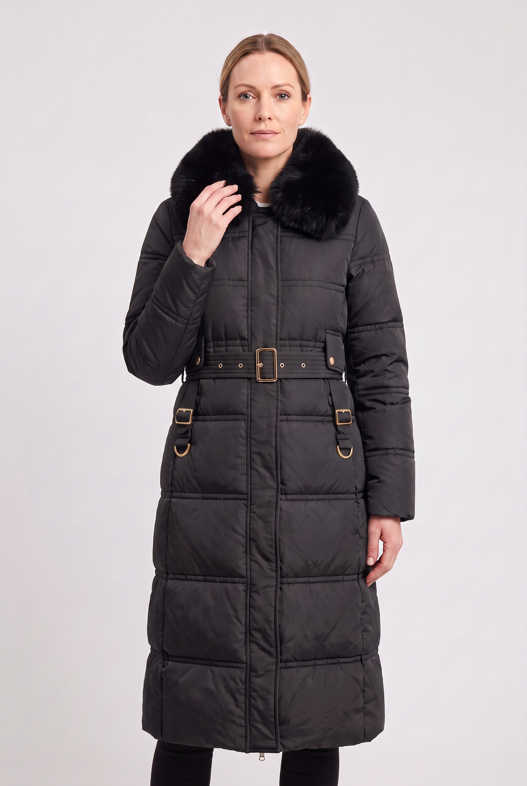Women's Puffer Jacket | Hooded Contrast Collar - 5